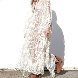 Lace cover up house dress lounge vacation wear